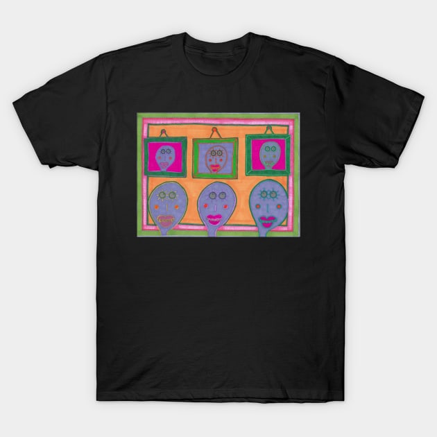 Three Faces With Portraits T-Shirt by JaySnellingArt